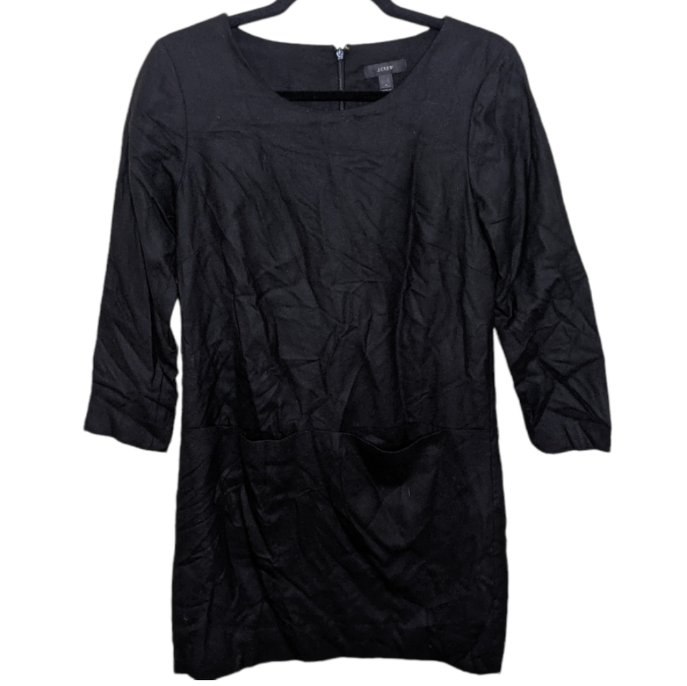 J. Crew Black Wool 3/4 Sleeve Dress Size 0 🖤